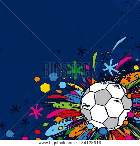 Football Doodle Ornament Soccer Banner Blue