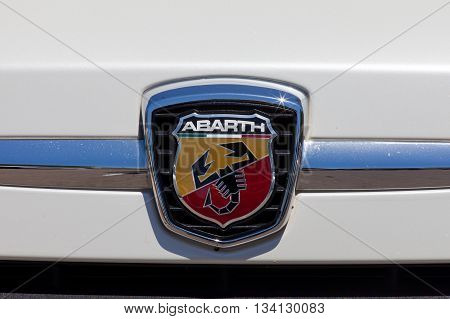 Tel Aviv, Israel, June 12, 2016: Abarth Emblem and front grill. Abarth is a fully owned subsidiary of FCA Italy S.p.A. (formerly Fiat Group Automobiles S.p.A.)