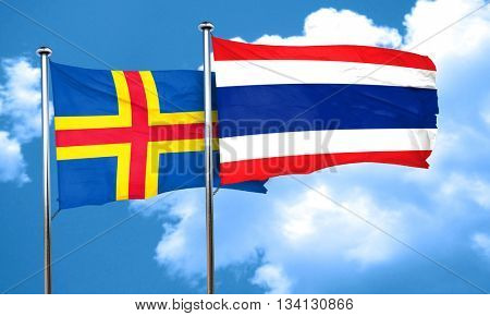 aland islands with Thailand flag, 3D rendering