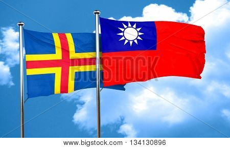 aland islands with Taiwan flag, 3D rendering