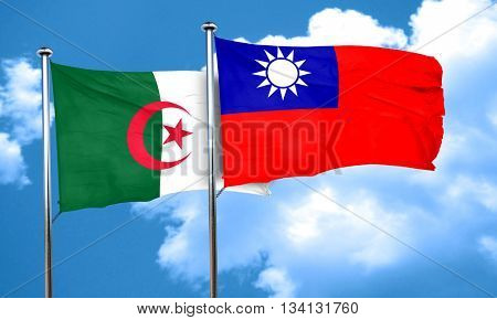 algeria flag with Taiwan flag, 3D rendering