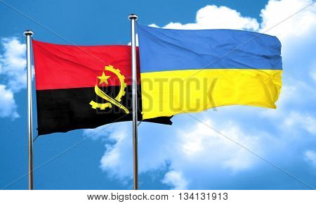 Angola flag with Ukraine flag, 3D rendering