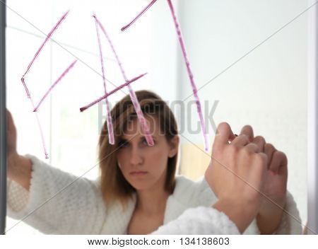 Bulimic young girl feeling fat and ugly