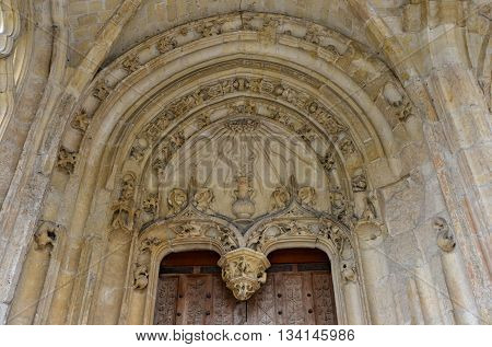 Poissy France - april 4 2016 : the picturesque collegiate church in spring