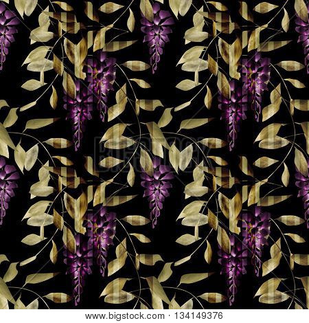 Seamless floral pattern background flowers ornament wallpaper textile Illustration glicinia
