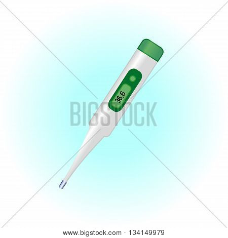 electronic thermometer, temperature 36.6 on a green background