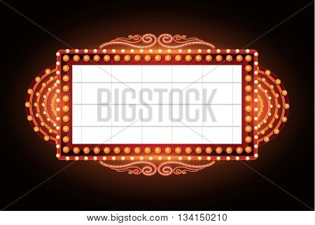 Brightly vintage glowing retro cinema neon sign
