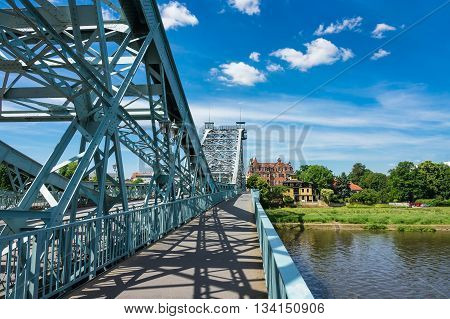 View over the river Elbe to Dresden (Germany).