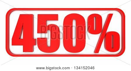 Discount 450 Percent Off. 3D Illustration.