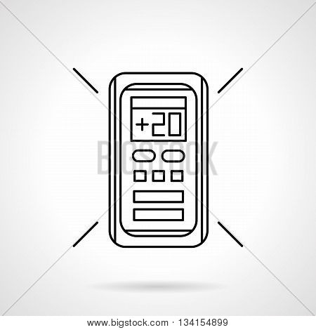 Remote controller for air conditioner with temperature 20 on display. Modern technology for home climate regulation. Flat line style vector icon.
