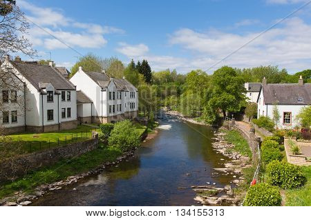 Dunblane Scotland UK view of the Allan Water river in summer which runs through the town
