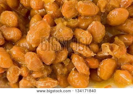 Background texture of fermented soybeans known as Natto.