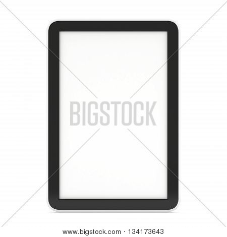 Tablet pc computer with blank screen. 3d render of lcd screen pad isolated on white background. High Resolution ad template for your apps design.