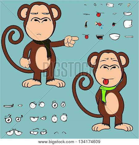monkey cartoon expressions set in vector format very easy to edit
