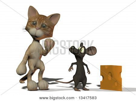 Kitten And Mouse 3D Cartoon Animals