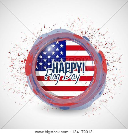 Happy Flag Day Us Ink Stamp Illustration