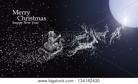 Christmas Eve Santa Claus giving gifts vector particles illustrations.