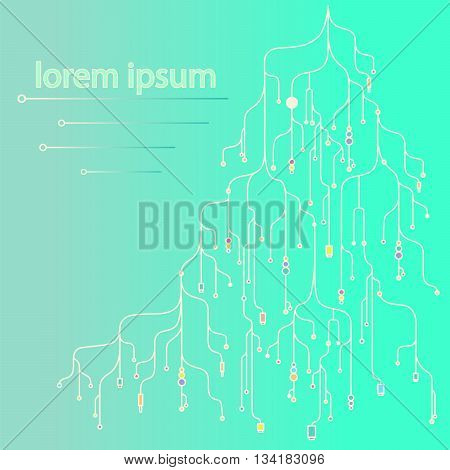 Branch - a microchip on the turquoise background