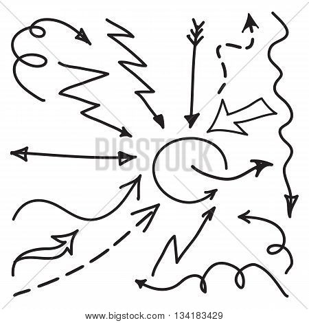 Vector arrows set. Hand drawn. Vector illustration.