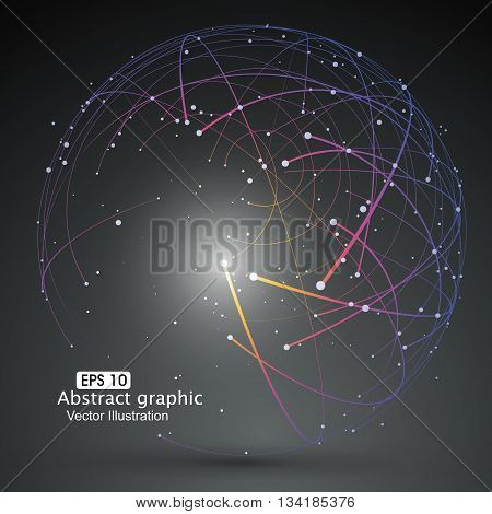Point and curve constructed the sphere wireframe, technological sense abstract illustration.