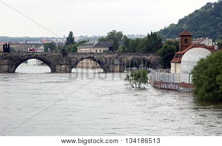 PRAGUE, CZECH REPUBLIC - JUNE 6, 2013: Floods in Prague