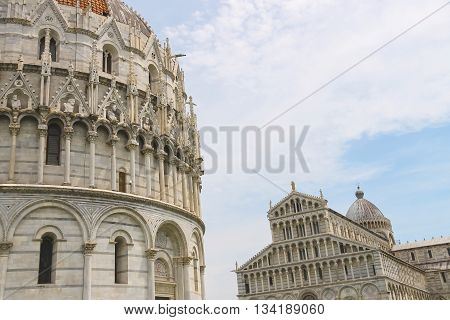 The Cathedral and the Baptisery of St. John in Pisa Italy