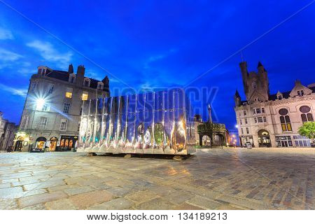 ABERDEEN - MAY 27 2016: The Mirrored Pavillion in the Castle Gate for Visual Art and Design Festival in Aberdeen Scotland on 27th May 2016