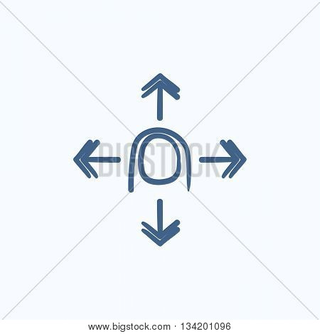 Move touch screen gesture vector sketch icon isolated on background. Hand drawn Move touch screen gesture icon. Move touch screen gesture sketch icon for infographic, website or app.