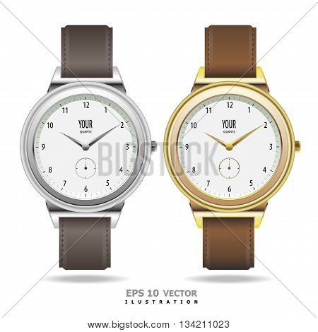 Watch gold and silver isolated vector design illustration.