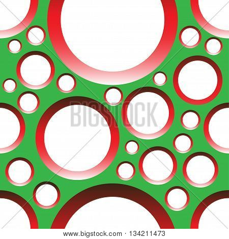 Red and green Metal circle drill seamless background pattern design vector illustration.