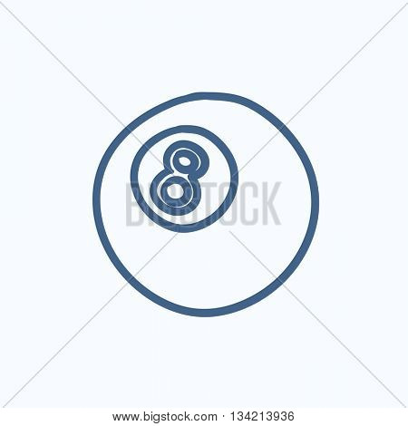 Billiard ball vector sketch icon isolated on background. Hand drawn Billiard ball icon. Billiard ball sketch icon for infographic, website or app.