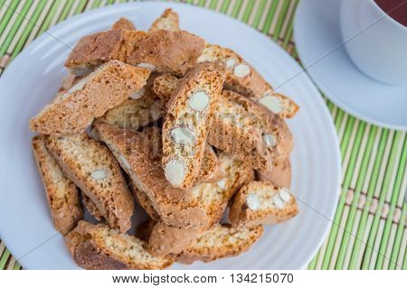 Almond crackers and a cup of tea