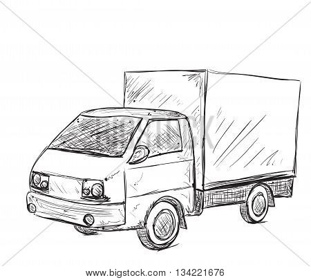 Hand drawn commercial car. Delevery servise poster