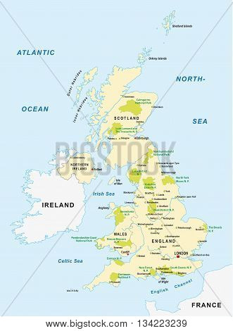 National parks vector map of the United Kingdom