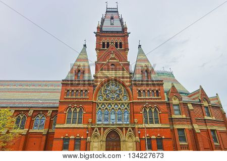 Cambridge, USA - April 29, 2015: Transept of Memorial Hall in Harvard University of Cambridge Massachusetts USA. It was built in honor of men who died during the American Civil War.