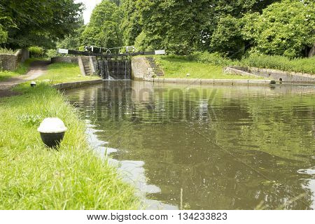 Low angle view of Grand Union Canal Hertfordshire UK.