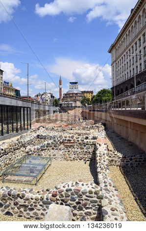 SOFIA BULGARIA-03.JUNE.2016 :Restoration and conservation work around the 
