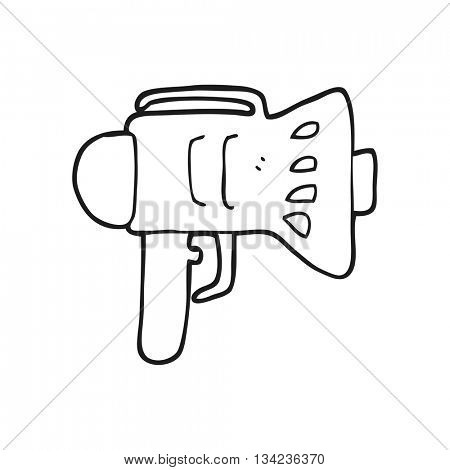 freehand drawn black and white cartoon loud hailer