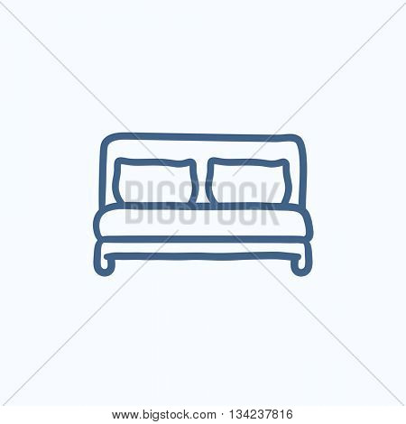 Double bed vector sketch icon isolated on background. Hand drawn Double bed icon. Double bed sketch icon for infographic, website or app.