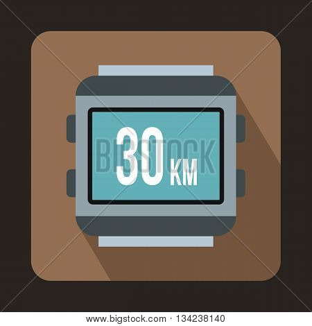 Speedometer bike icon in flat style with long shadow. Device symbol