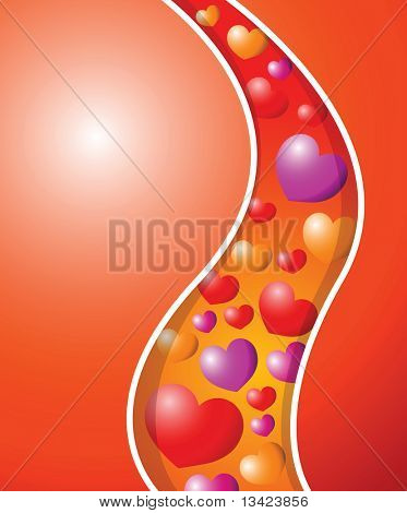 Valentines card with hearts