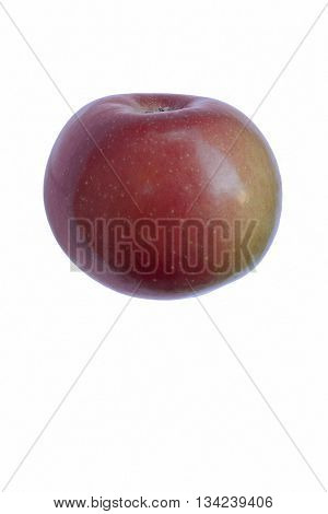 Fuji apple (Malus domestica Fuji). Hybrid between Red Delicius apple and Virginia Ralls Janet apple. Image of single apple isolated on white background