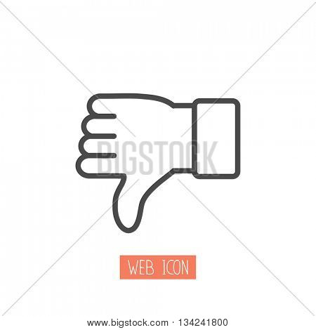 Thumbs down dislike / hate or thumbs down dislike for social networks line art icon for apps and websites