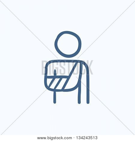 Injured man vector sketch icon isolated on background. Hand drawn Injured man icon. Injured man sketch icon for infographic, website or app.