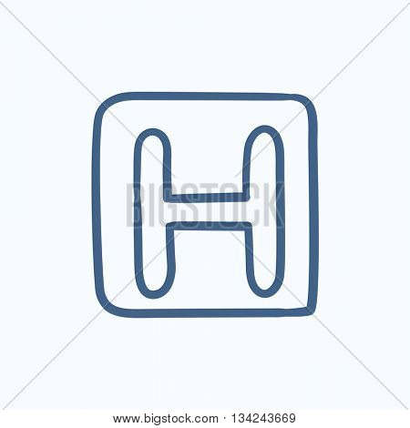 Hospital sign vector sketch icon isolated on background. Hand drawn Hospital sign icon. Hospital sign sketch icon for infographic, website or app.