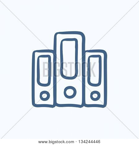 Row of folders vector sketch icon isolated on background. Hand drawn Row of folders icon. Row of folders sketch icon for infographic, website or app.