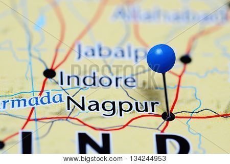 Nagpur pinned on a map of India