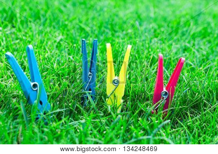 Happy clothespin friends set color business concept