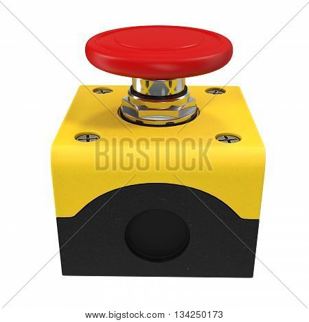 Red button 3d illustration on white background