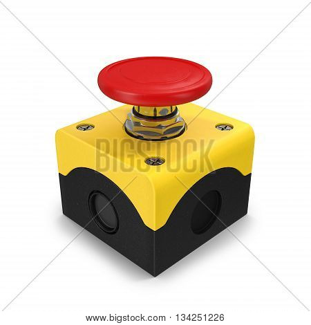 Red button 3d illustration on white background
